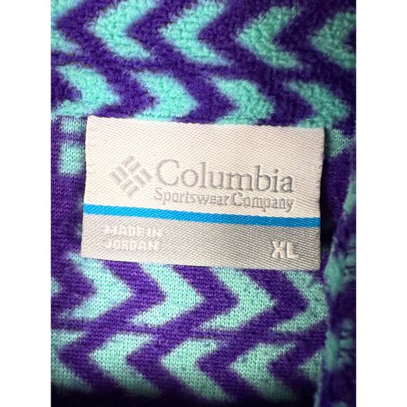 Columbia‎ Sportswear Sweatshirt Fleece Geometric Winter Print Blue Womens XL GUC - Picture 3 of 7